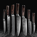 Faca de cozinha aço damasco inoxidavel