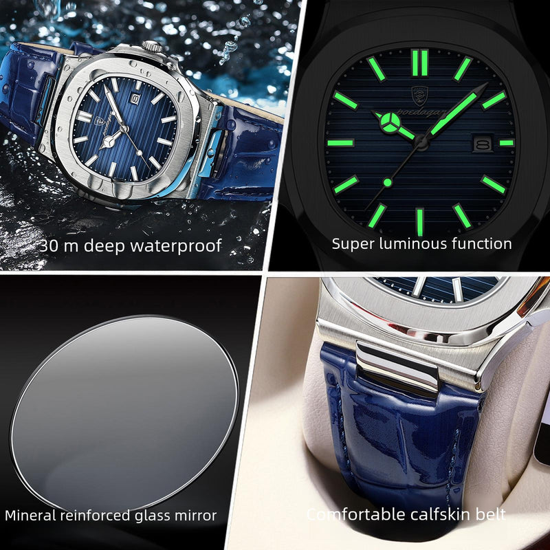 relógio de quartzo masculino poedagar suíço ultra-fino nova moda à prova de água