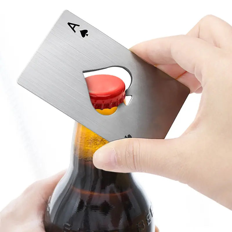 cartão prateado cerveja abridor de garrafa de metal de pôquer