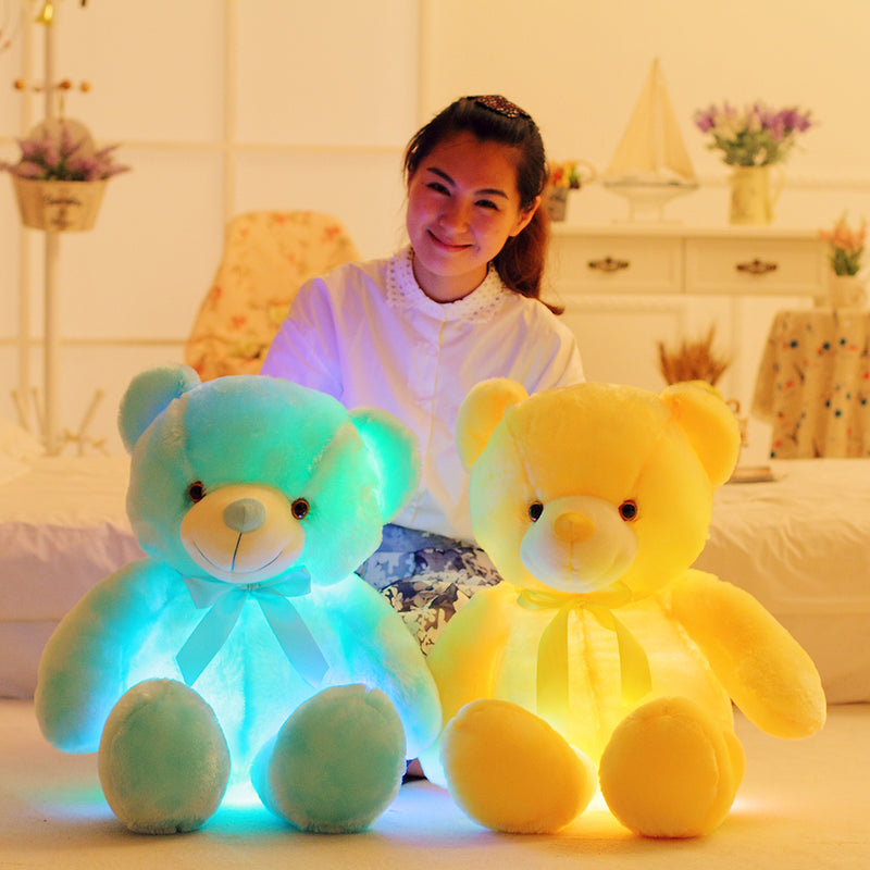 50cm ilumina acima a boneca do urso de pelúcia do laço do diodo emissor de luz, brinquedos de pelúcia do animal de pelúcia do urso de pelúcia, urso iluminado colorido