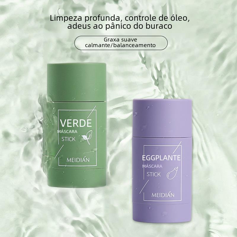 Entrega de suministro encantador té verde limpieza máscara sólida berenjena limpieza profunda TikTok misma máscara sólida