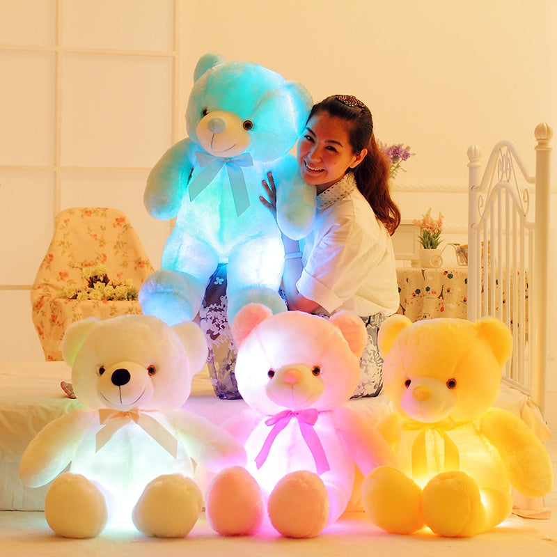 50cm ilumina acima a boneca do urso de pelúcia do laço do diodo emissor de luz, brinquedos de pelúcia do animal de pelúcia do urso de pelúcia, urso iluminado colorido